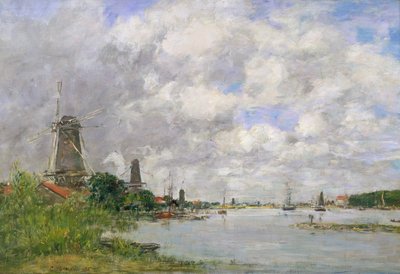 De rivier de Maas bij Dordrecht, 1876 door Eugene Louis Boudin